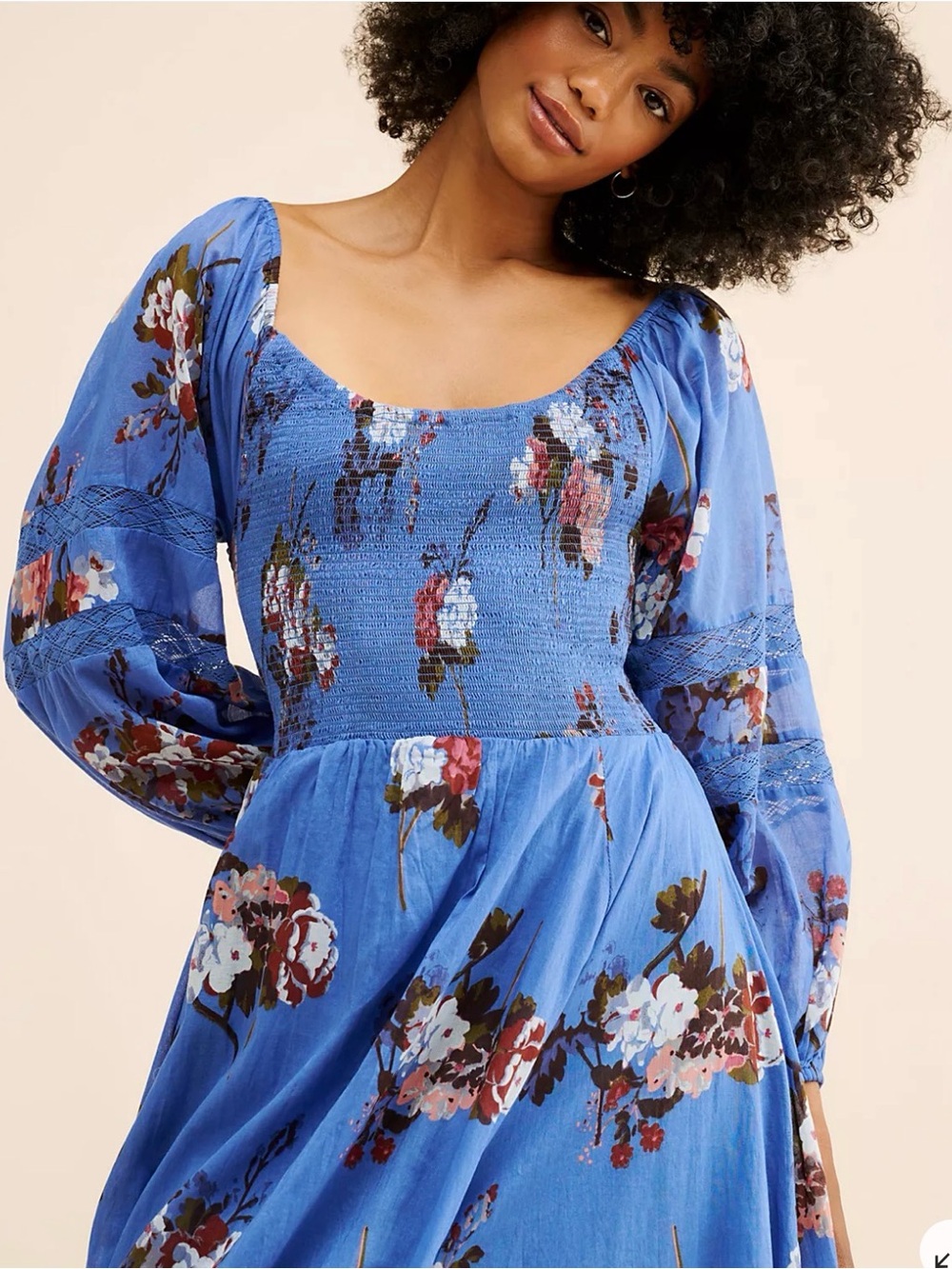 Free People Morning Glory Smocked Maxi Dress L - Picture 13 of 13
